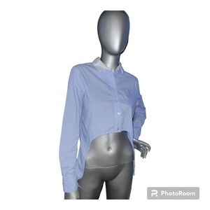 Blue and White High Low Shirt